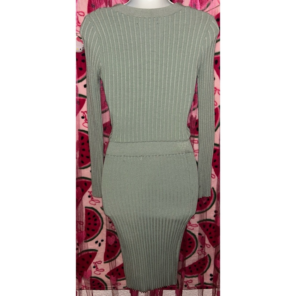 💚 Chic Ribbed Knit Midi Skirt Set - Picture 6 of 10